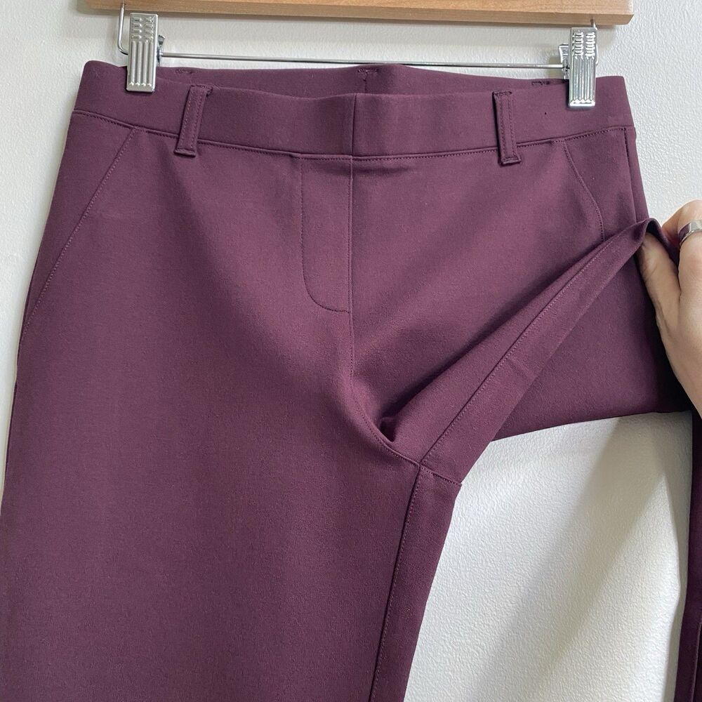 Quince Burgundy Ultra-Stretch Ponte Straight Leg Pants Size Small - Picture 10 of 15